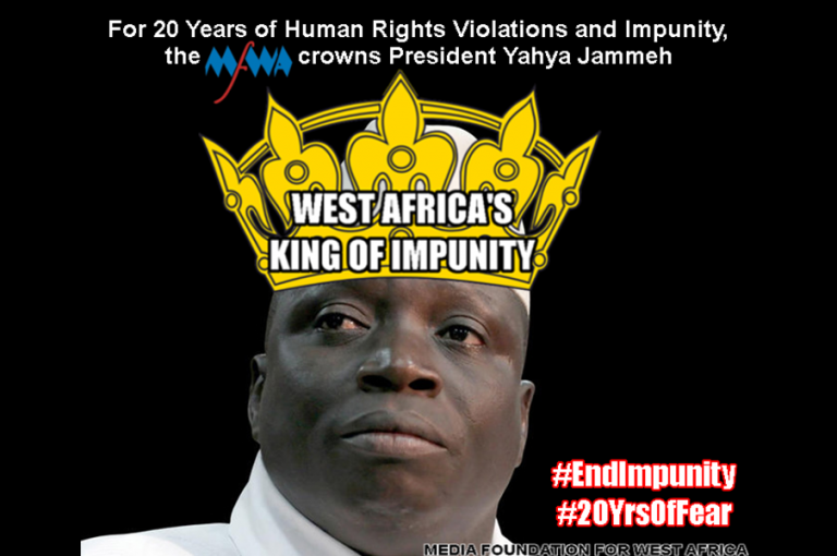 MFWA Crowns The President of The Gambia ‘West Africa’s King of Impunity’