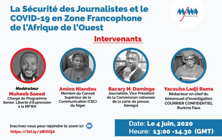 La Sécurité des Journalistes et le COVID-19 en Zone Francophone de l’Afrique de l’Ouest